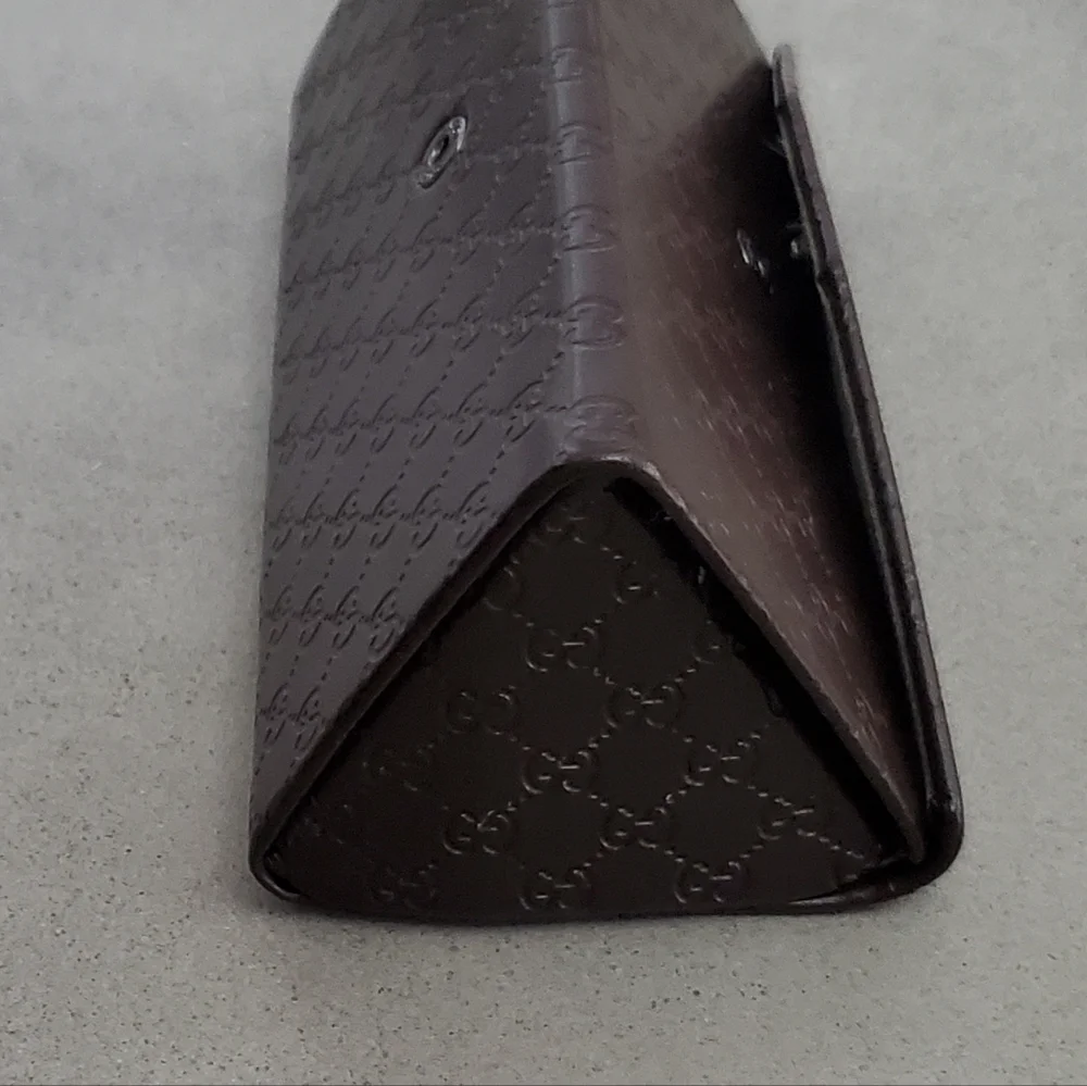 Gucci Dark Brown Embossed Leather Sunglasses Case